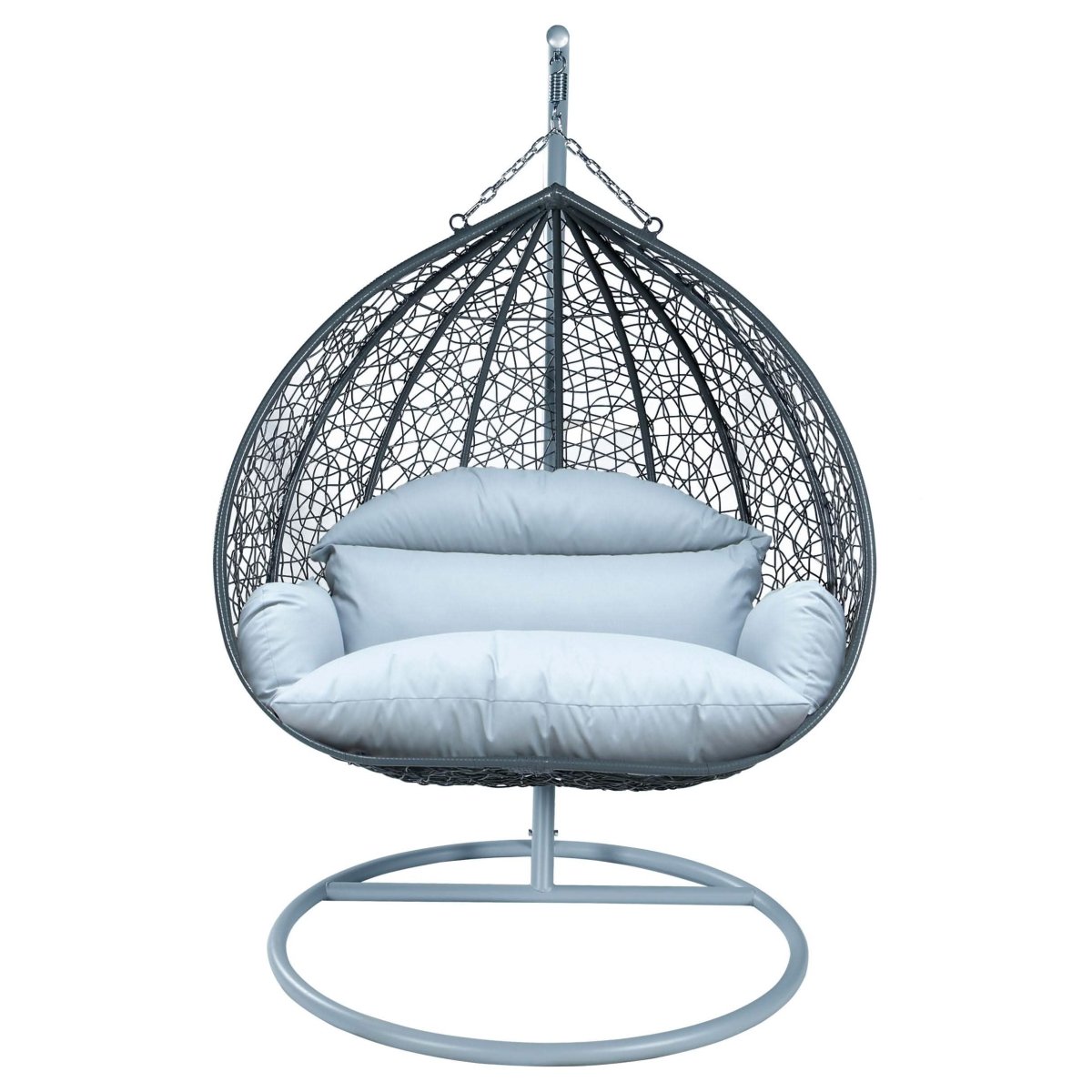 Recluse Modern Outdoor Egg Swing Chair Black/Brown/Grey Frame in Teardrop Design with ES57 Cushion