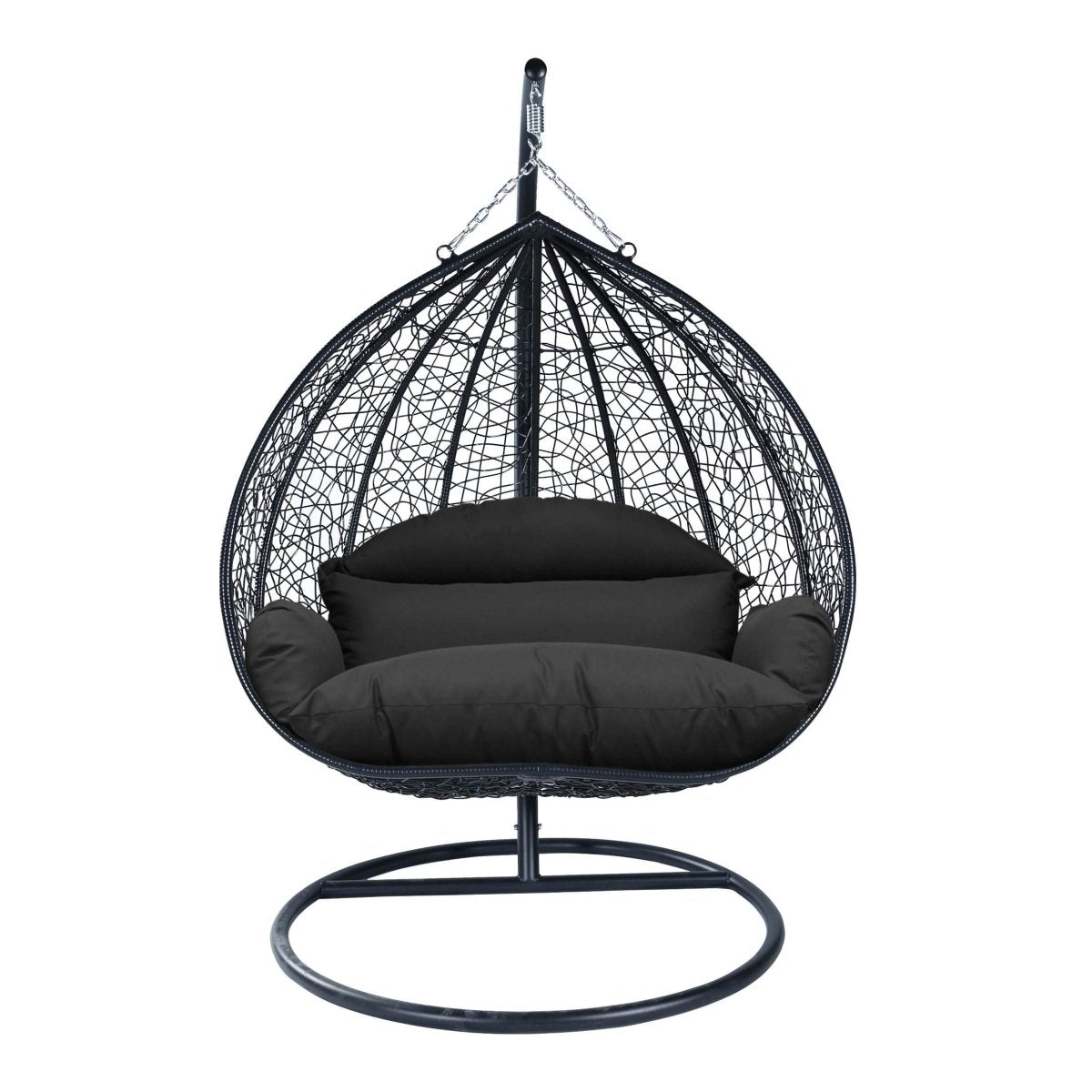Recluse Modern Outdoor Egg Swing Chair Black/Brown/Grey Frame in Teardrop Design with ES57 Cushion