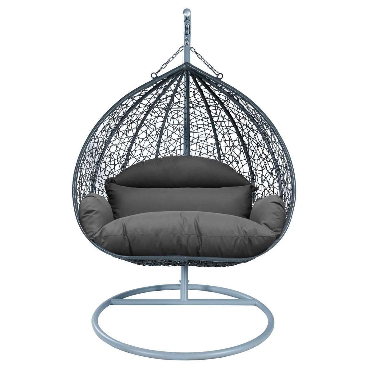 Recluse Modern Outdoor Egg Swing Chair Black/Brown/Grey Frame in Teardrop Design with ES57 Cushion