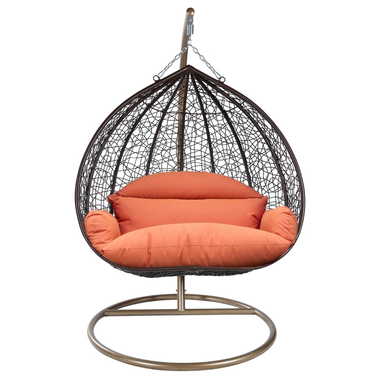 Recluse Modern Outdoor Egg Swing Chair Black/Brown/Grey Frame in Teardrop Design with ES57 Cushion