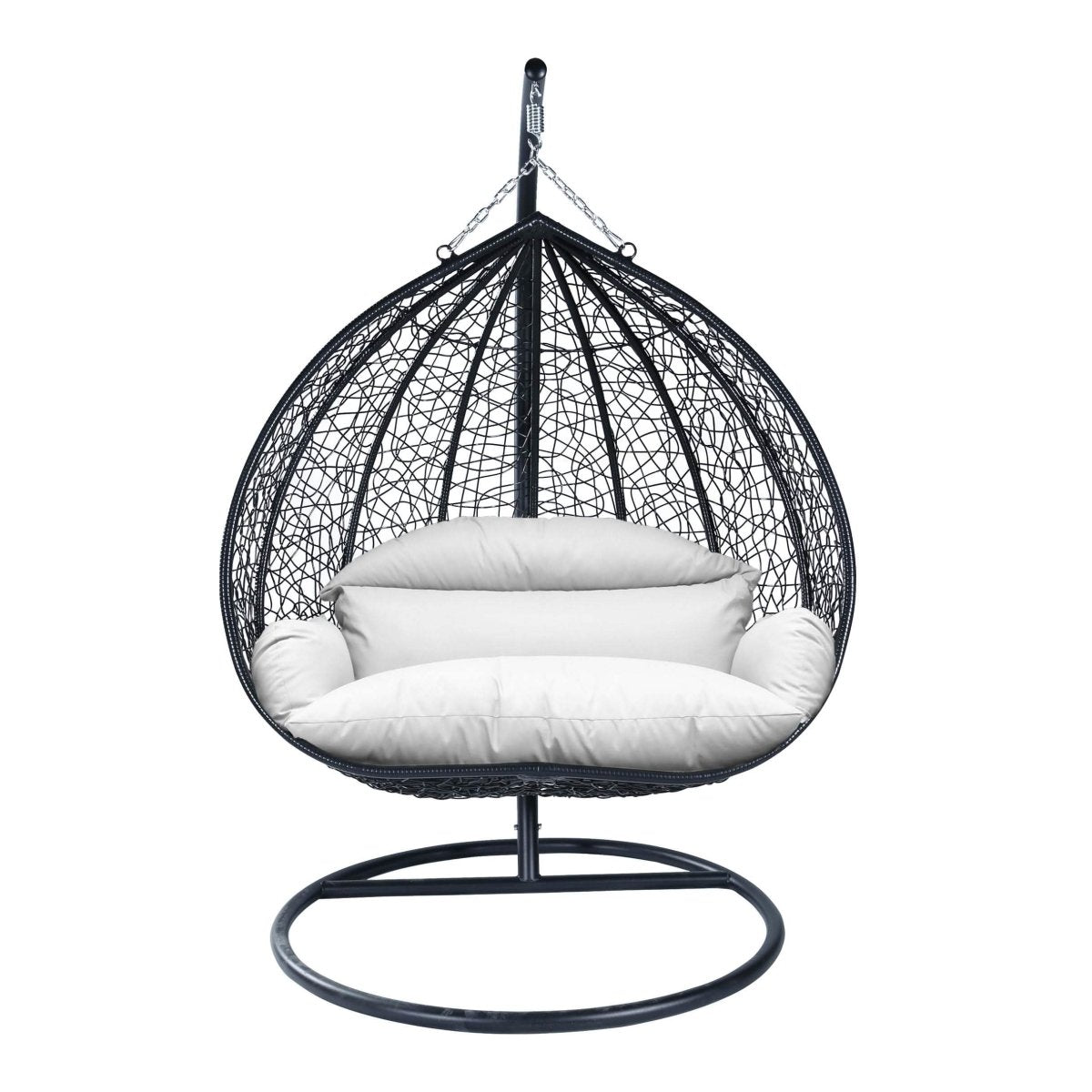 Recluse Modern Outdoor Egg Swing Chair Black/Brown/Grey Frame in Teardrop Design with ES57 Cushion