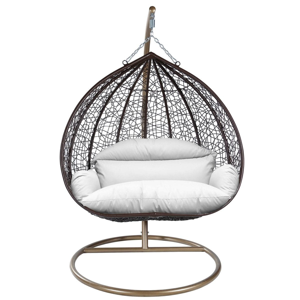 Recluse Modern Outdoor Egg Swing Chair Black/Brown/Grey Frame in Teardrop Design with ES57 Cushion