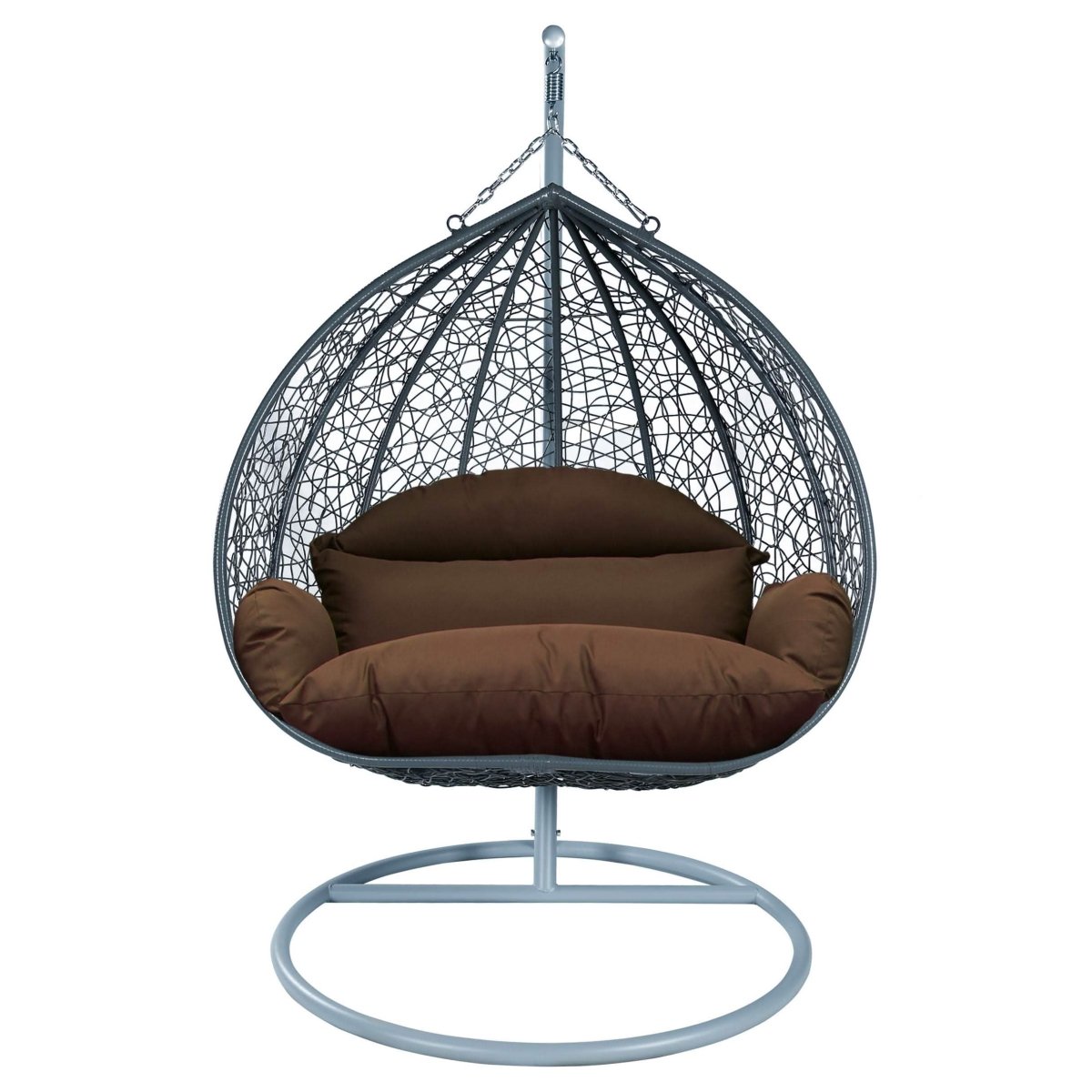 Recluse Modern Outdoor Egg Swing Chair Black/Brown/Grey Frame in Teardrop Design with ES57 Cushion