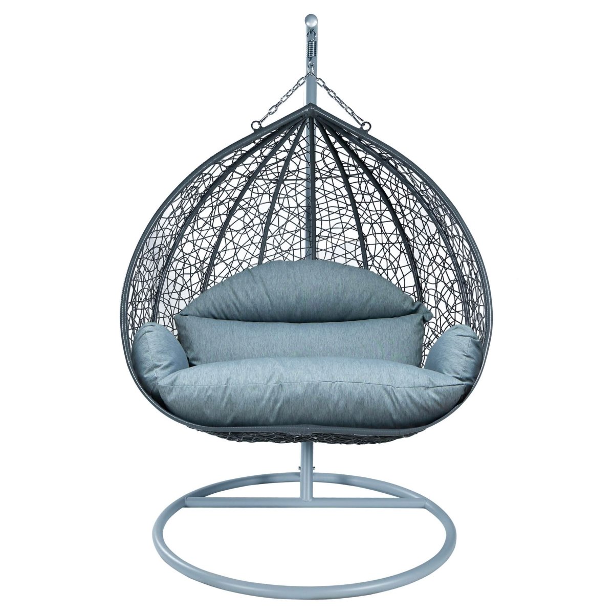 Recluse Modern Outdoor Egg Swing Chair Black/Brown/Grey Frame in Teardrop Design with ES57 Cushion