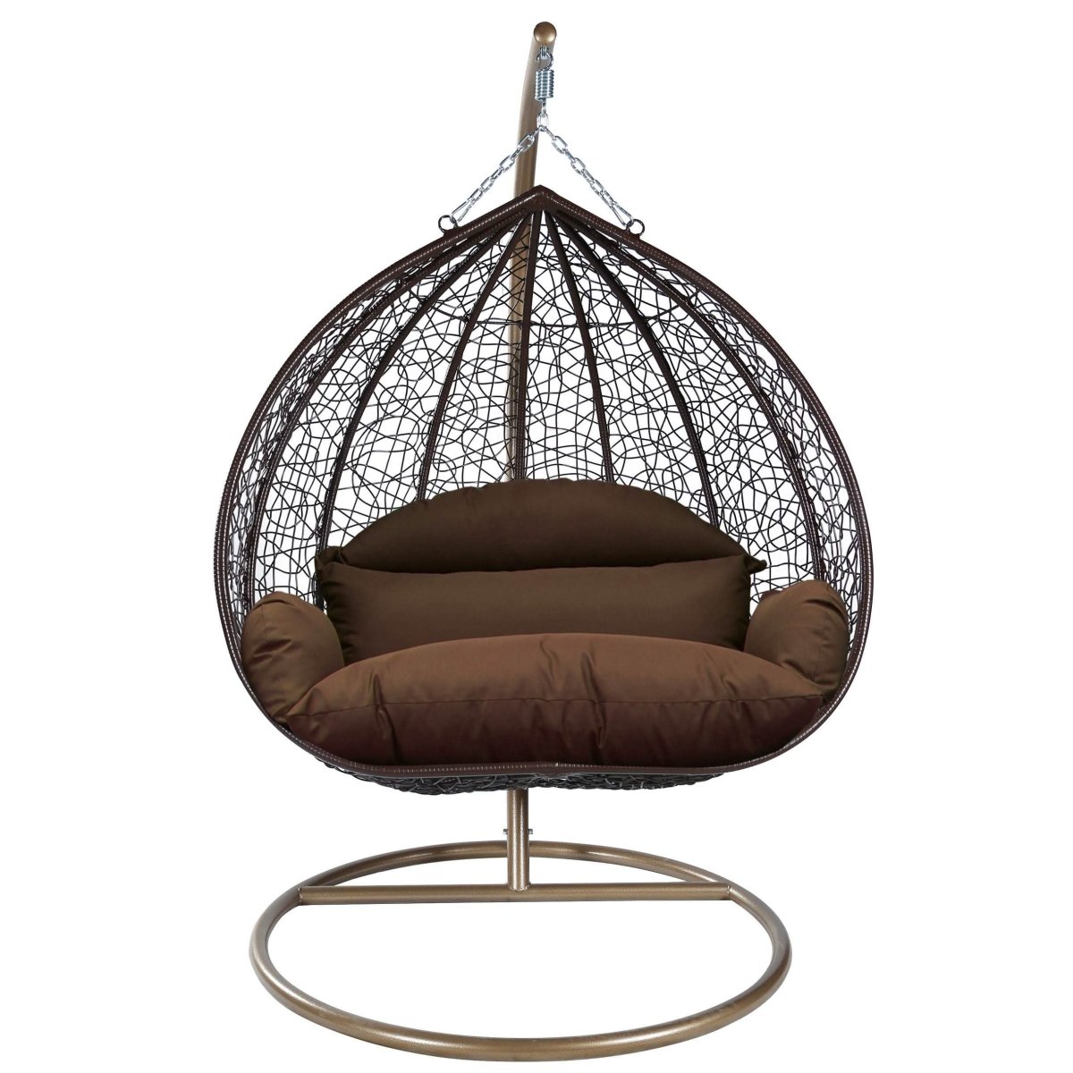 Recluse Modern Outdoor Egg Swing Chair Black/Brown/Grey Frame in Teardrop Design with ES57 Cushion