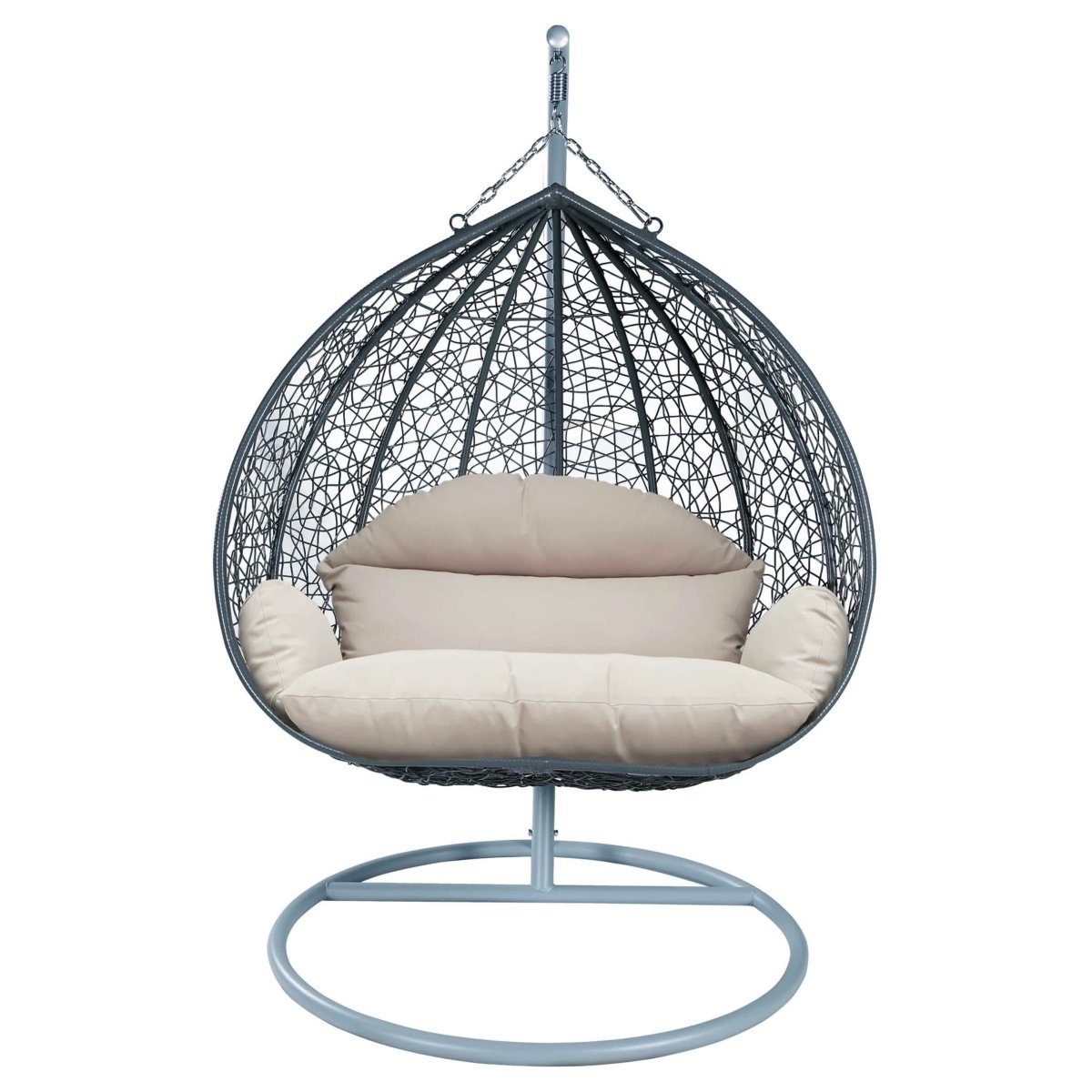 Recluse Modern Outdoor Egg Swing Chair Black/Brown/Grey Frame in Teardrop Design with ES57 Cushion