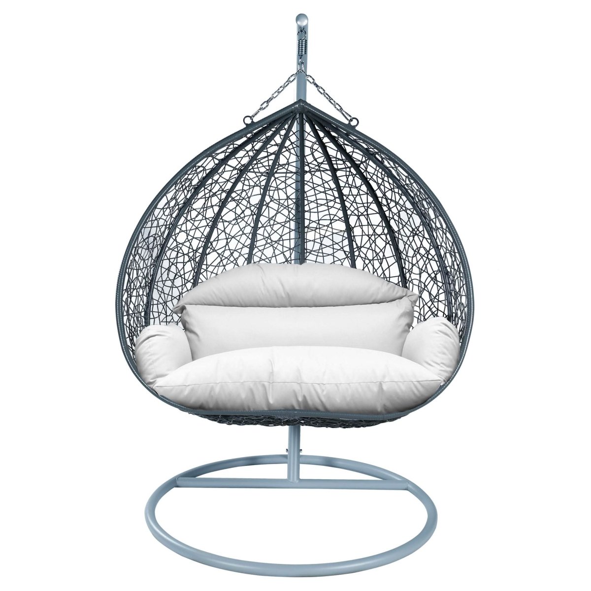 Recluse Modern Outdoor Egg Swing Chair Black/Brown/Grey Frame in Teardrop Design with ES57 Cushion
