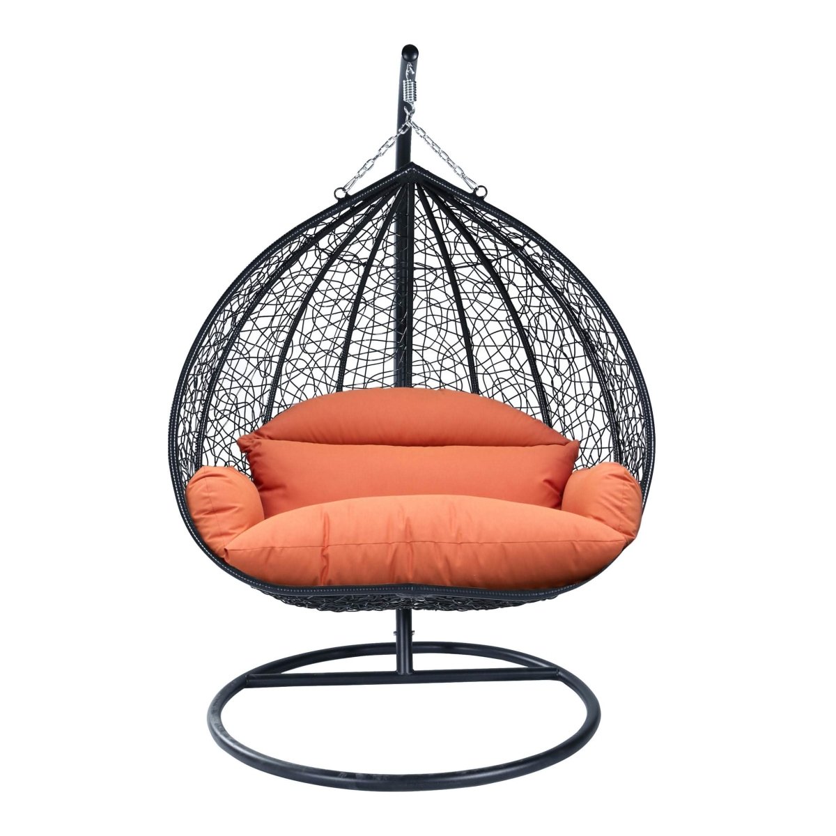 Recluse Modern Outdoor Egg Swing Chair Black/Brown/Grey Frame in Teardrop Design with ES57 Cushion