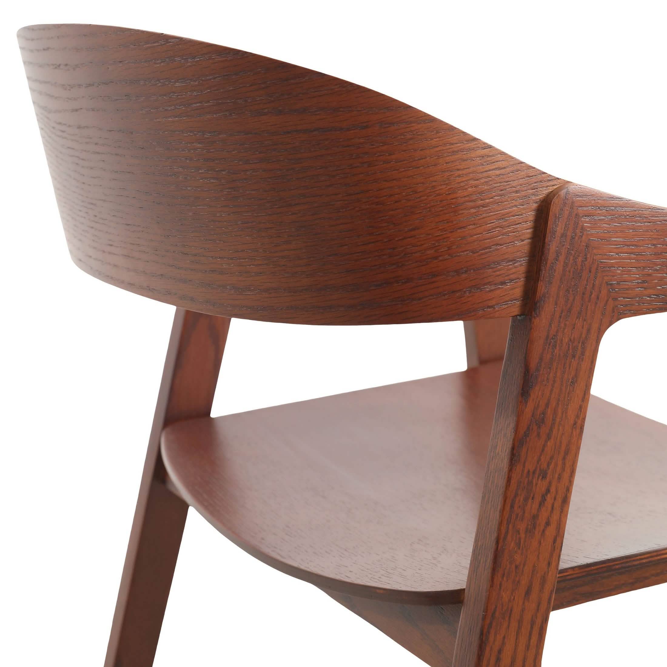 Rivo Dining Chairs in Sturdy Oak Wood with Open Back Design and Armrests Set of 2