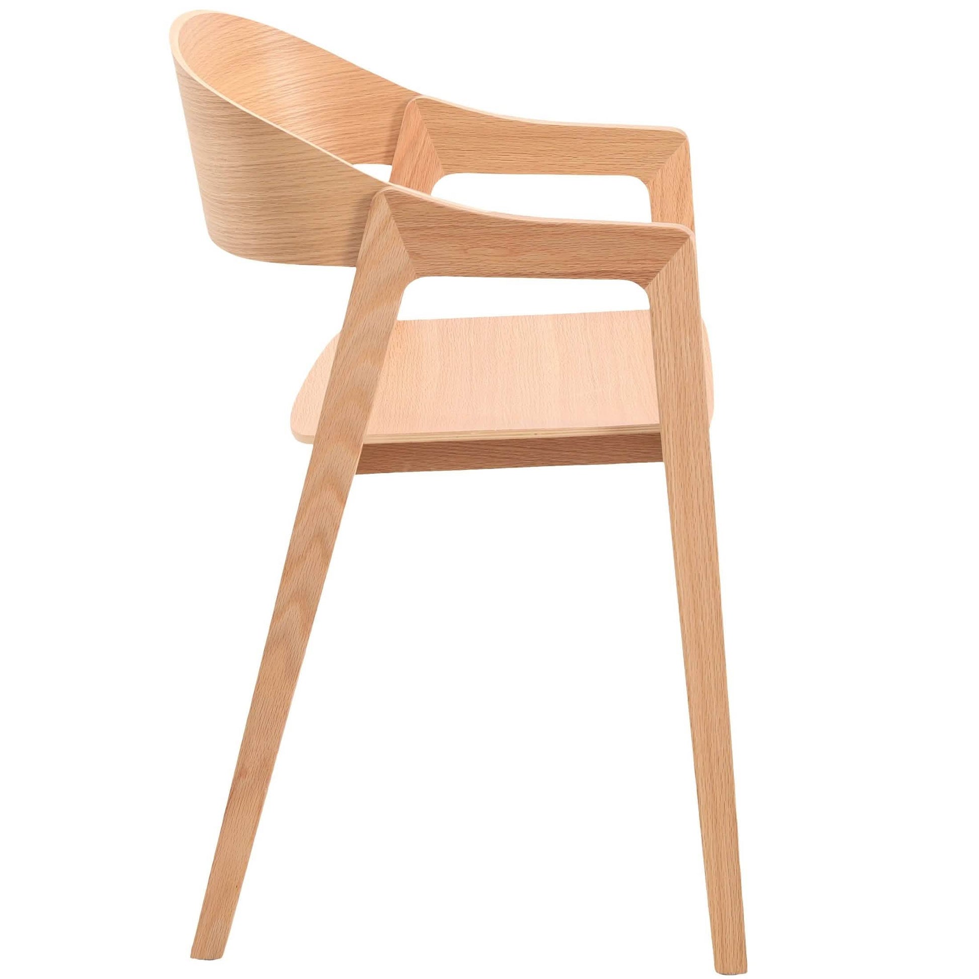 Rivo Dining Chairs in Sturdy Oak Wood with Open Back Design and Armrests Set of 2
