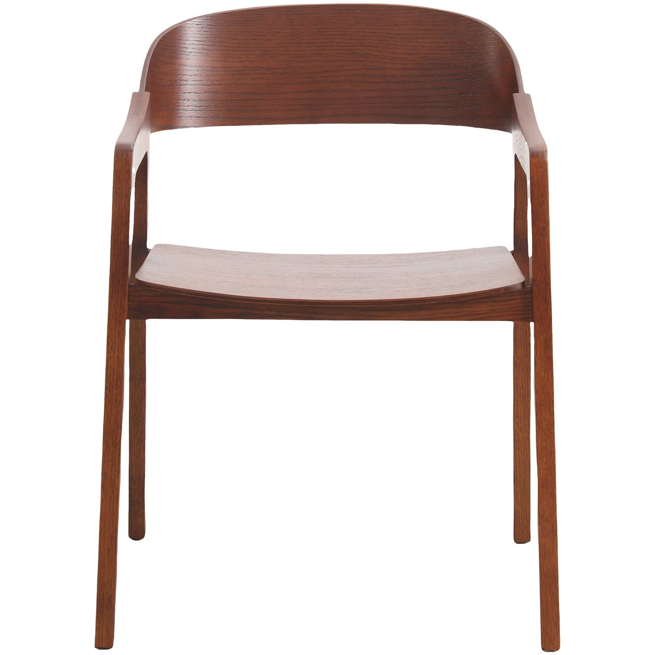 Rivo Dining Chairs in Sturdy Oak Wood with Open Back Design and Armrests Set of 2