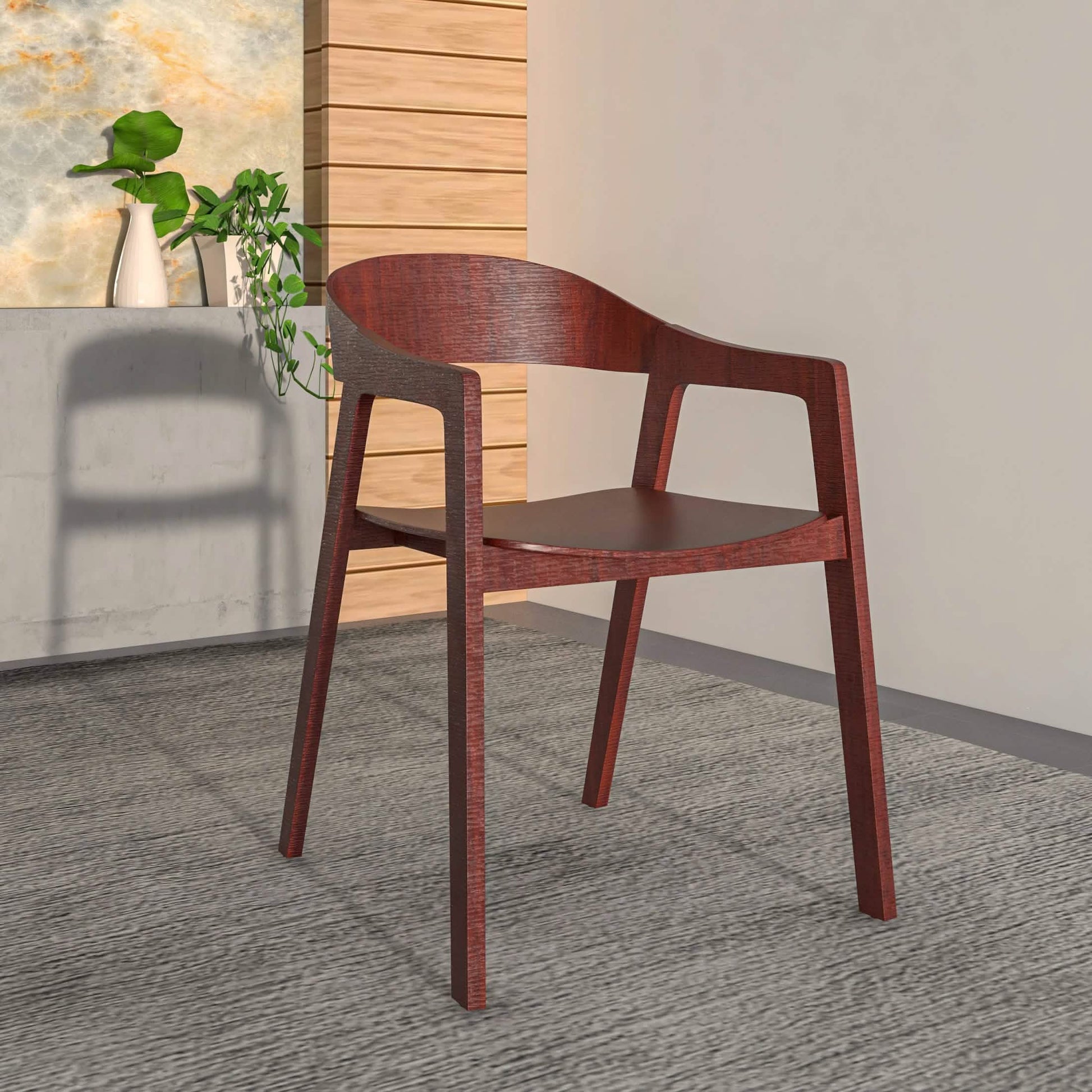Rivo Dining Chairs in Sturdy Oak Wood with Open Back Design and Armrests Set of 2