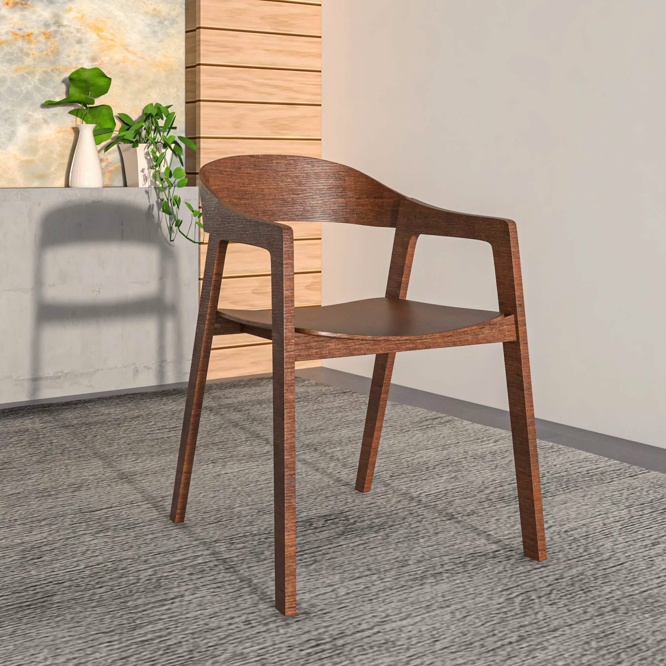 Rivo Dining Chairs in Sturdy Oak Wood with Open Back Design and Armrests Set of 2