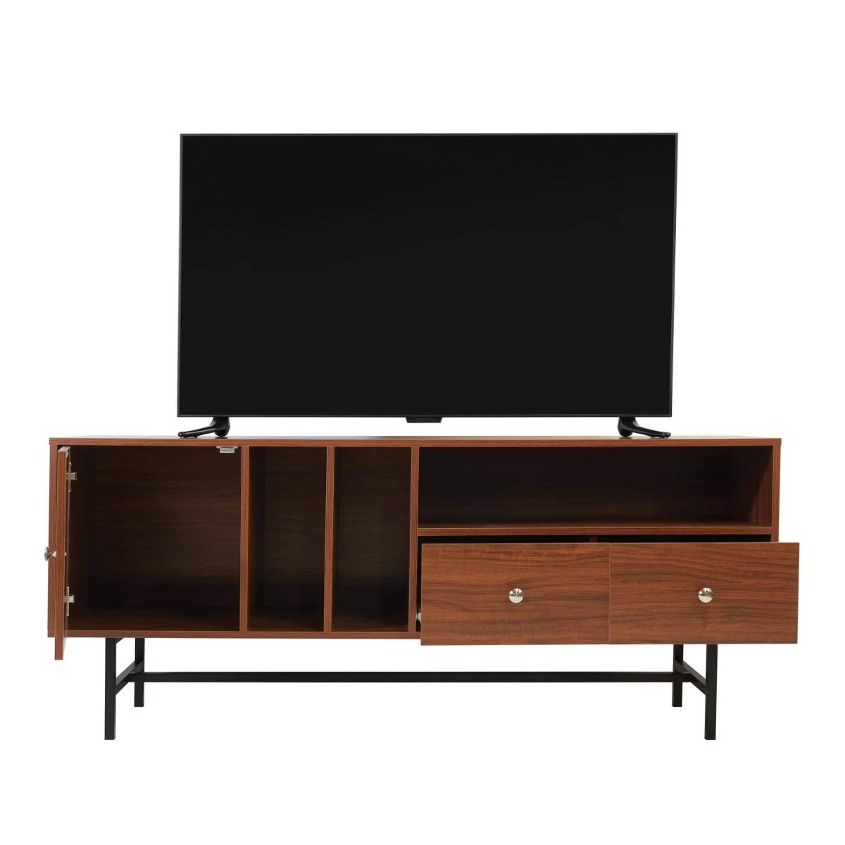 Rochester Modern Rectangular TV Stand: Enclosed Storage & Powder - Coated Iron Legs
