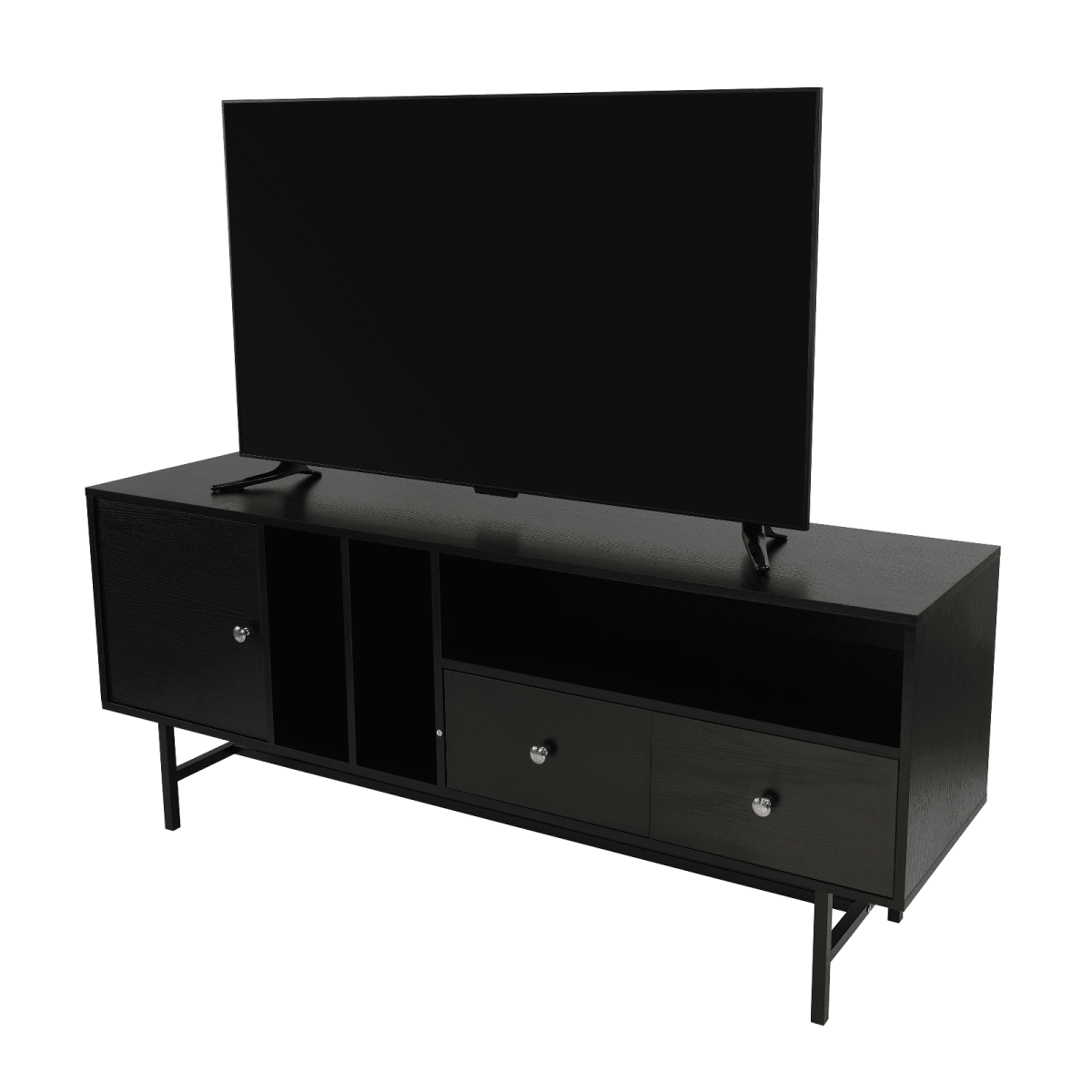 Rochester Modern Rectangular TV Stand: Enclosed Storage & Powder - Coated Iron Legs