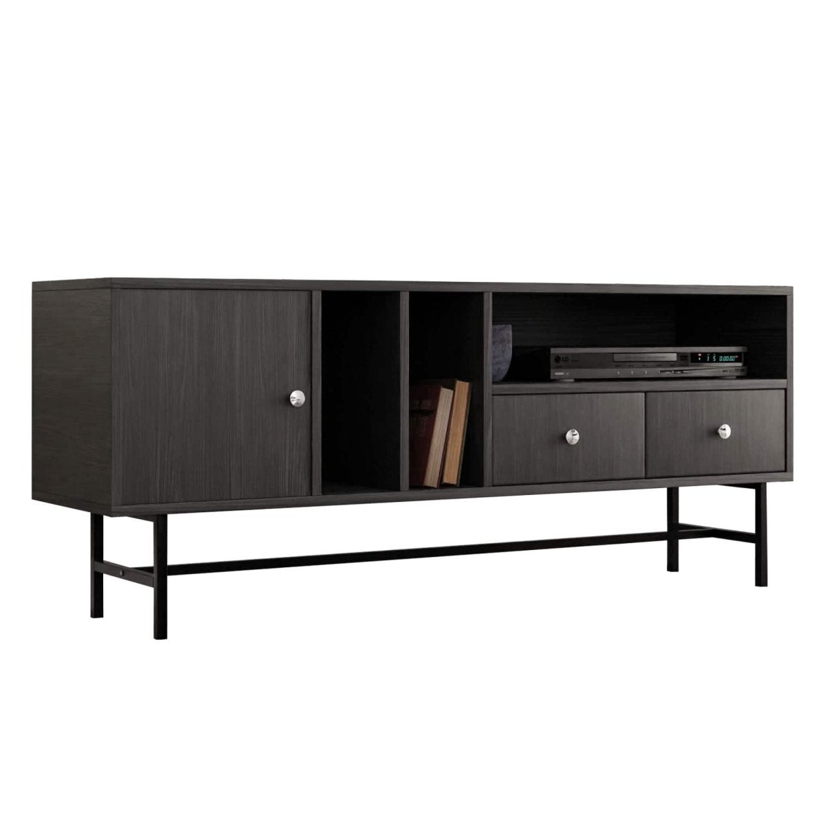 Rochester Modern Rectangular TV Stand: Enclosed Storage & Powder - Coated Iron Legs