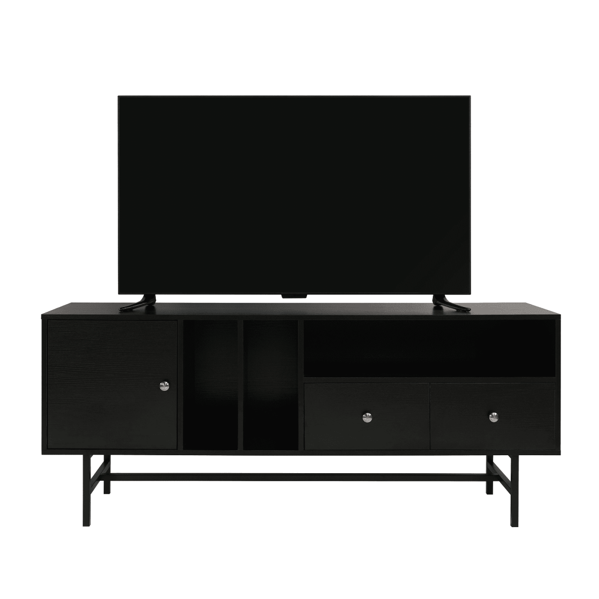 Rochester Modern Rectangular TV Stand: Enclosed Storage & Powder - Coated Iron Legs