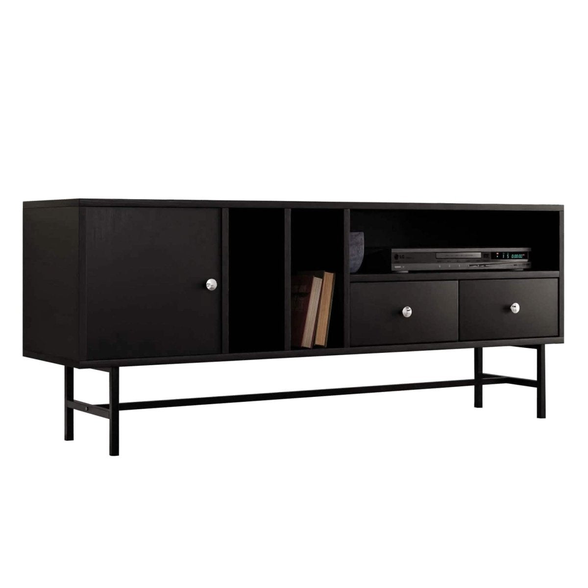 Rochester Modern Rectangular TV Stand: Enclosed Storage & Powder - Coated Iron Legs