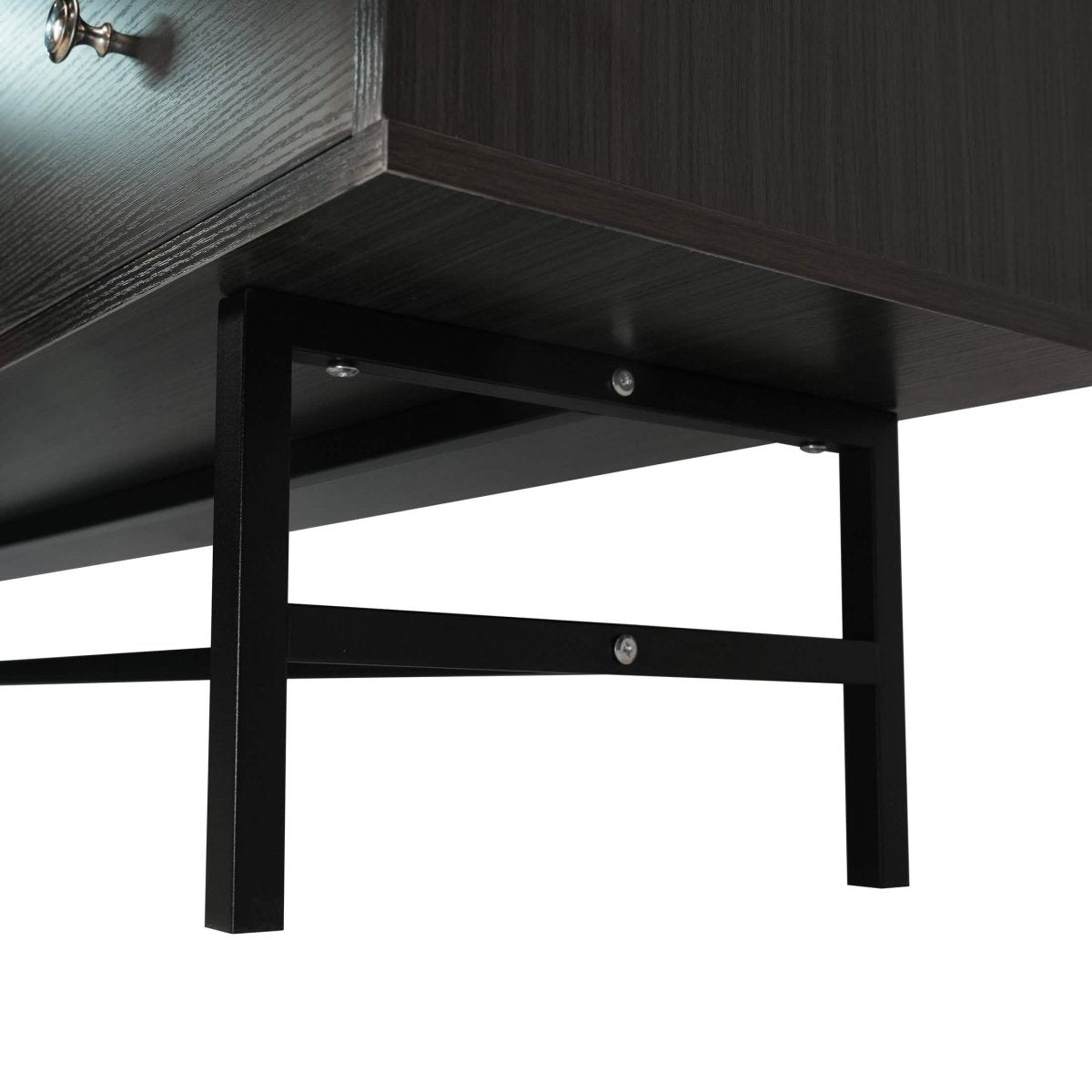Rochester Modern Rectangular TV Stand: Enclosed Storage & Powder - Coated Iron Legs