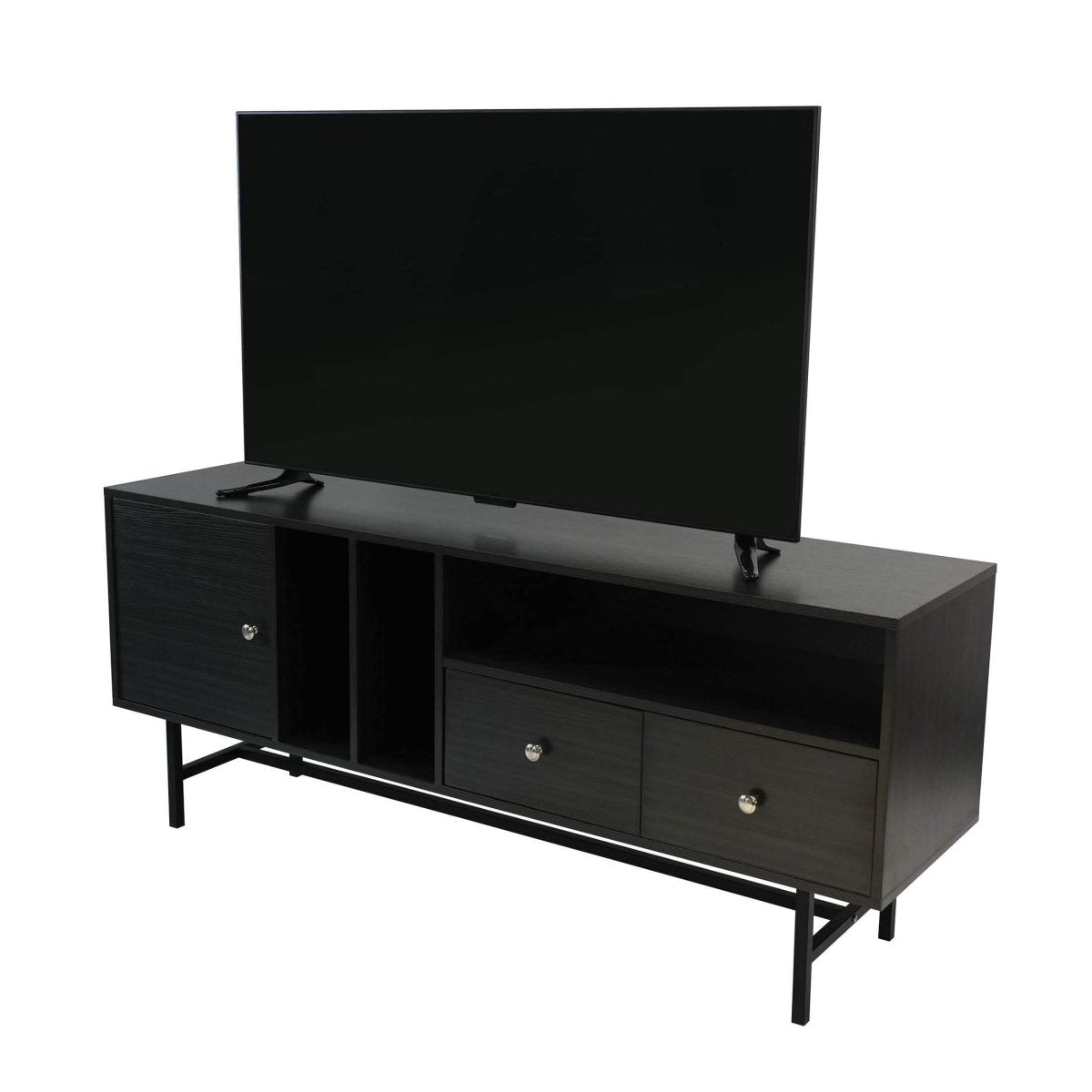 Rochester Modern Rectangular TV Stand: Enclosed Storage & Powder - Coated Iron Legs