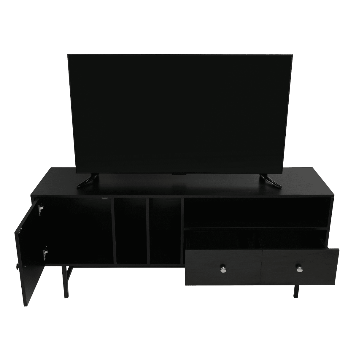 Rochester Modern Rectangular TV Stand: Enclosed Storage & Powder - Coated Iron Legs
