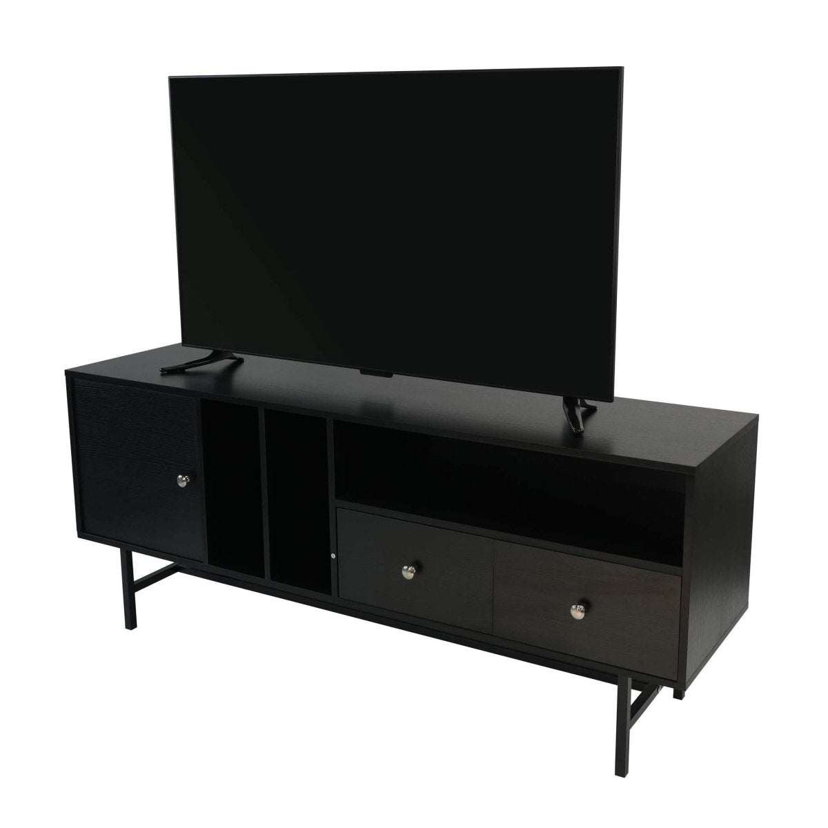 Rochester Modern Rectangular TV Stand: Enclosed Storage & Powder - Coated Iron Legs