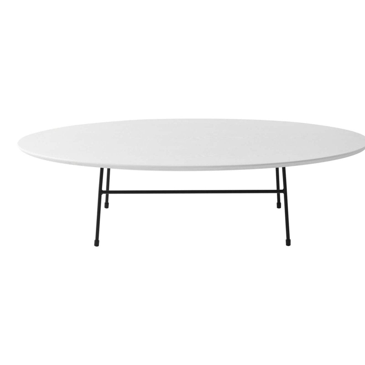 Rossmore Oval Coffee Table with MDF Wood Tabletop in Black/White Steel Frame