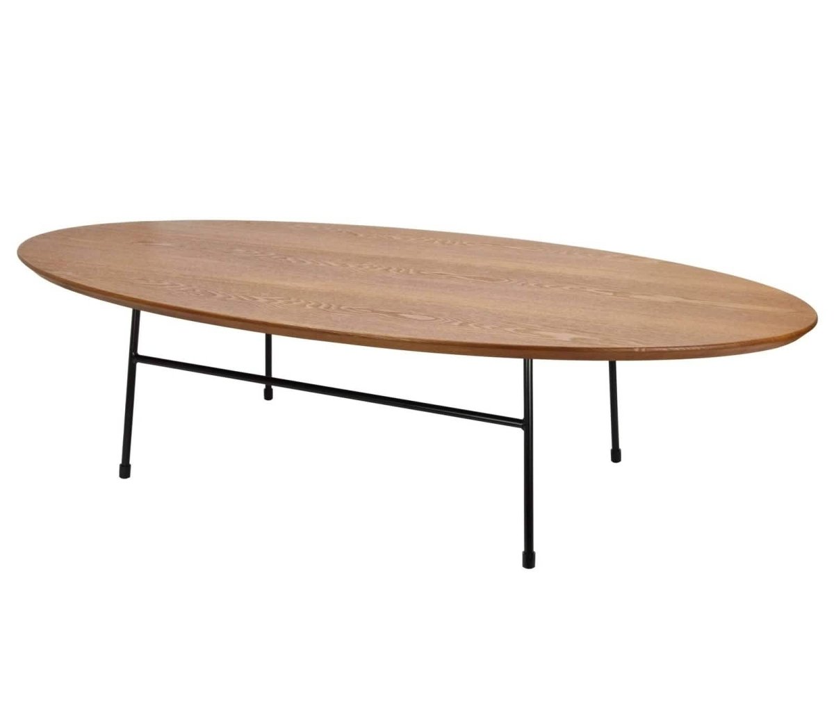 Rossmore Oval Coffee Table with MDF Wood Tabletop in Black/White Steel Frame