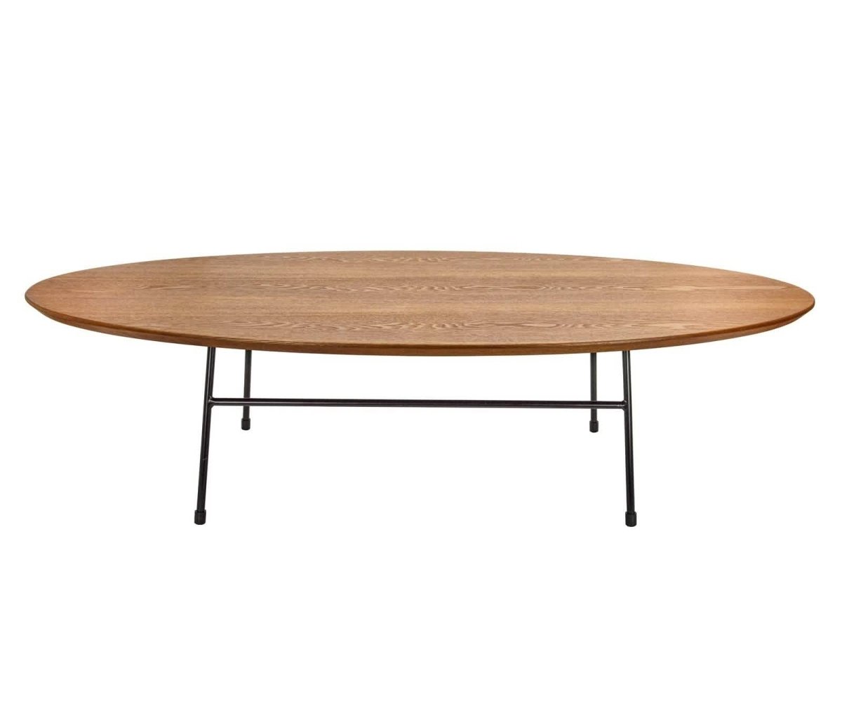 Rossmore Oval Coffee Table with MDF Wood Tabletop in Black/White Steel Frame