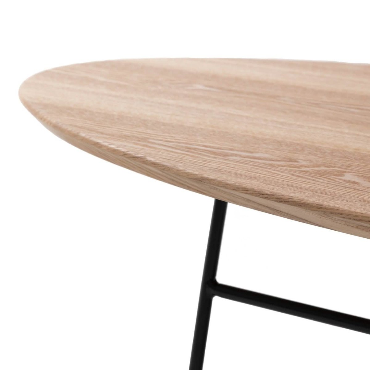 Rossmore Oval Coffee Table with MDF Wood Tabletop in Black/White Steel Frame