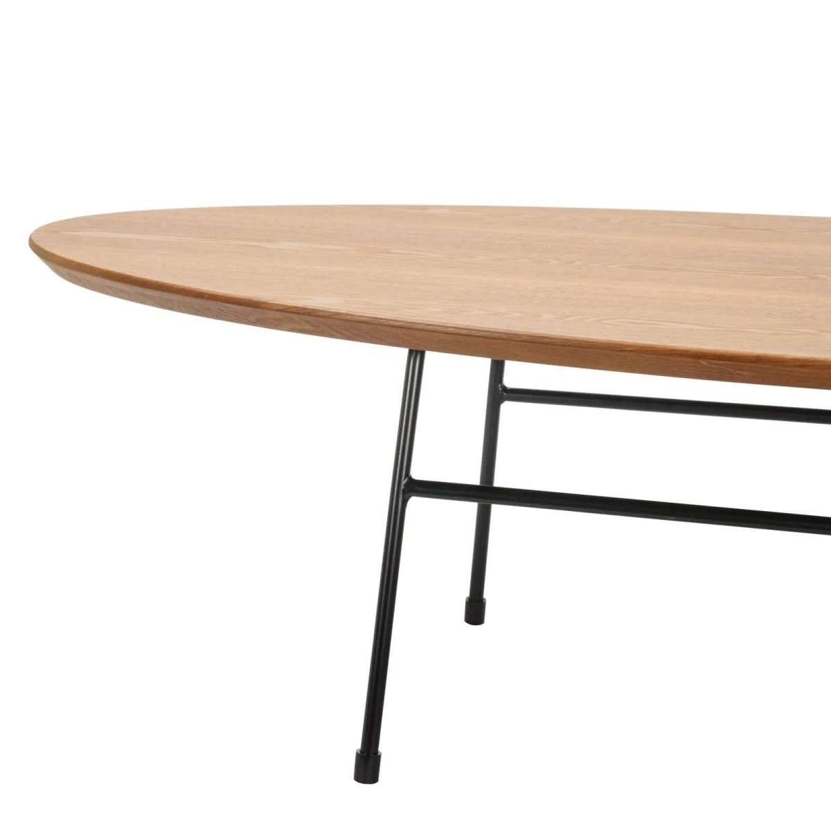 Rossmore Oval Coffee Table with MDF Wood Tabletop in Black/White Steel Frame