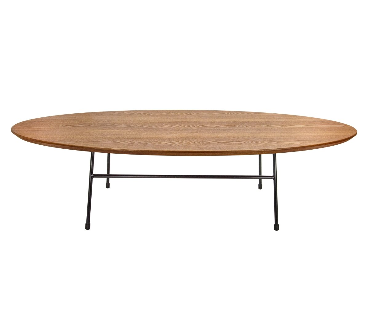 Rossmore Oval Coffee Table with MDF Wood Tabletop in Black/White Steel Frame