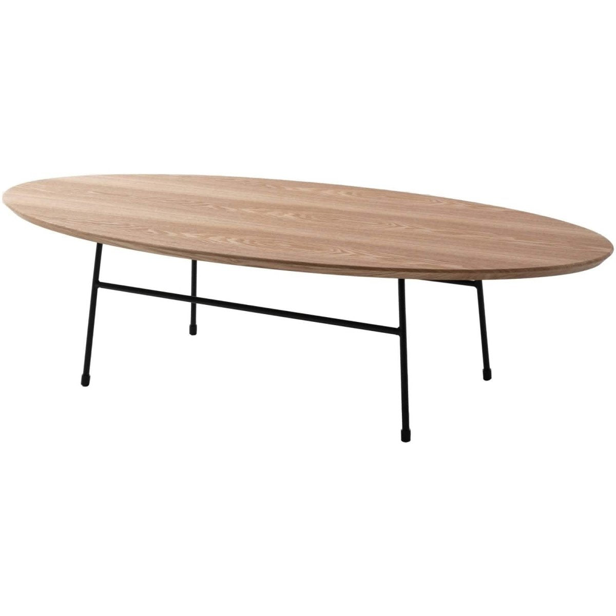 Rossmore Oval Coffee Table with MDF Wood Tabletop in Black/White Steel Frame