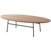 Rossmore Oval Coffee Table with MDF Wood Tabletop in Black/White Steel Frame