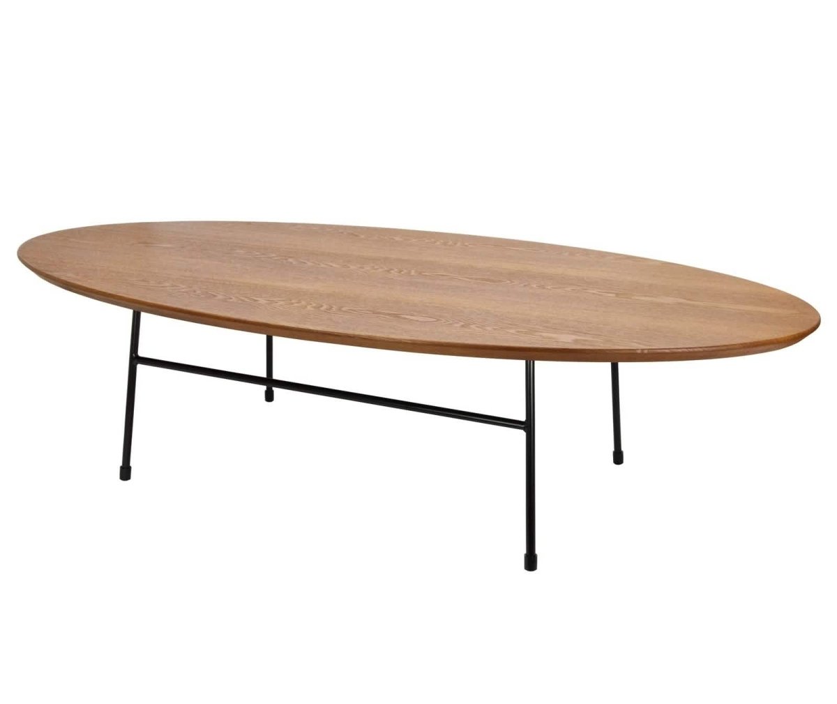 Rossmore Oval Coffee Table with MDF Wood Tabletop in Black/White Steel Frame