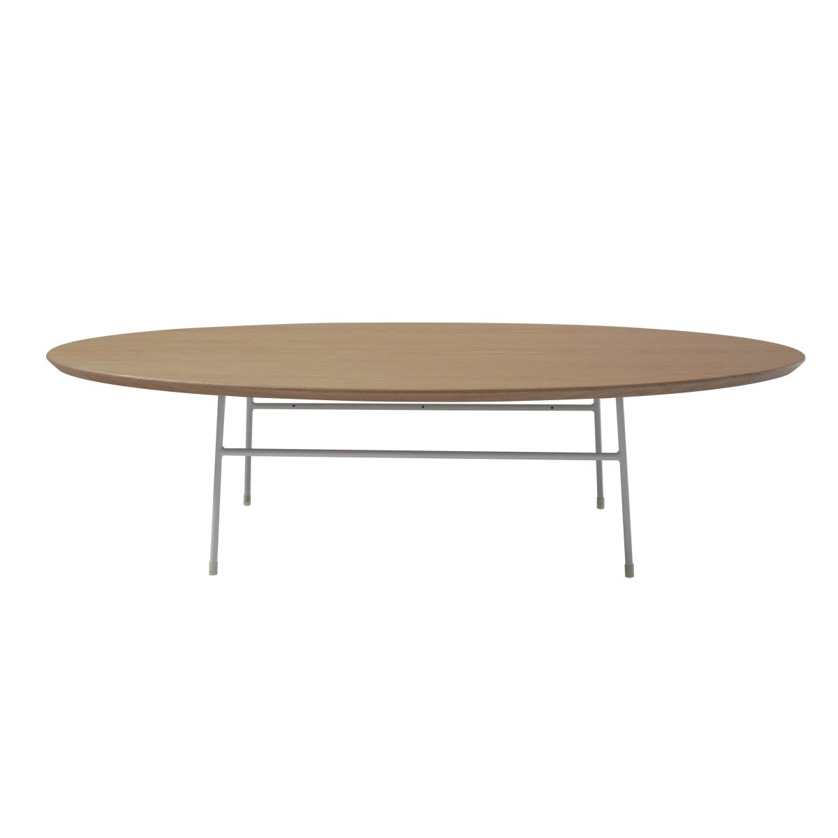 Rossmore Oval Coffee Table with MDF Wood Tabletop in Black/White Steel Frame
