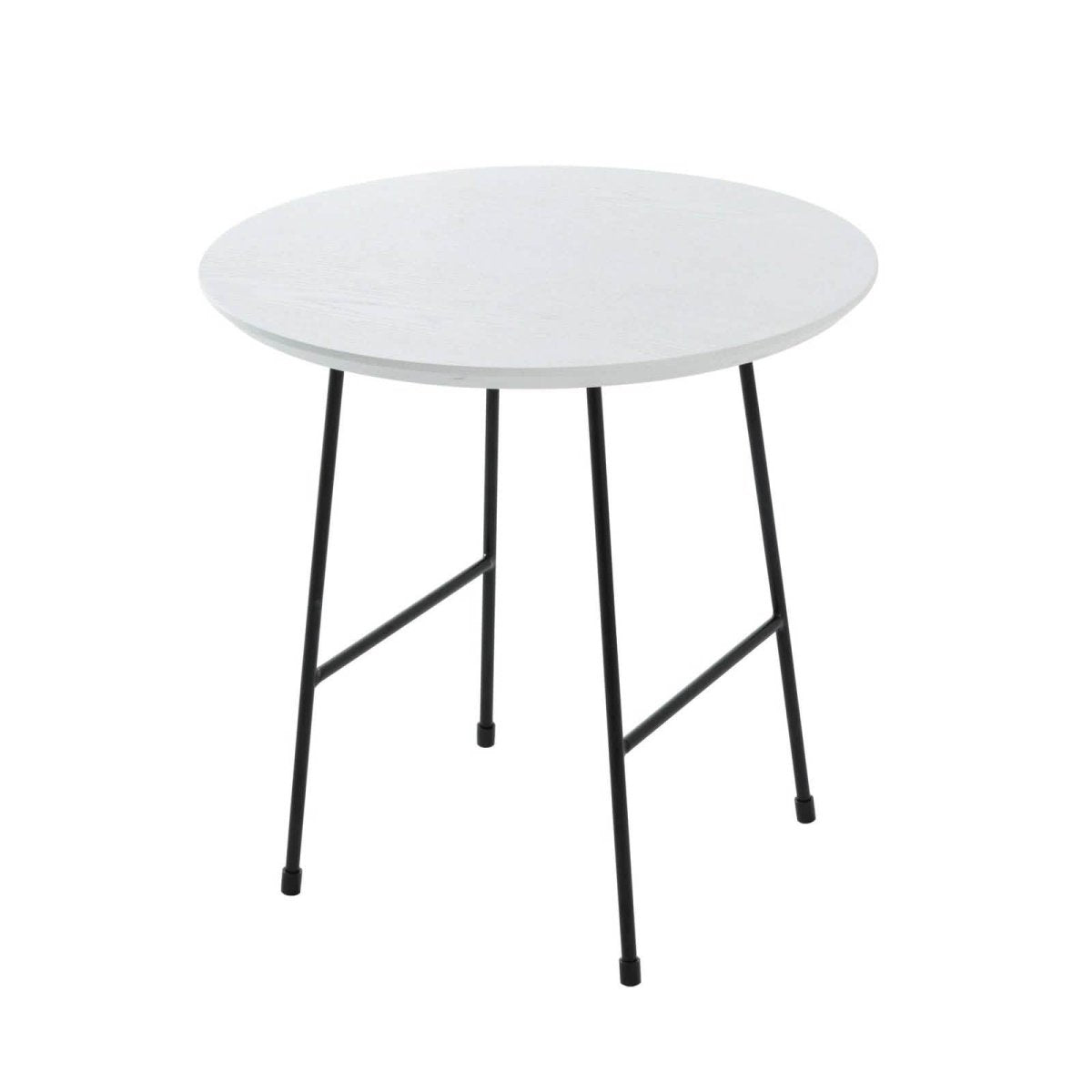 Rossmore Round Side Table with MDF Wood Tabletop in Black Steel