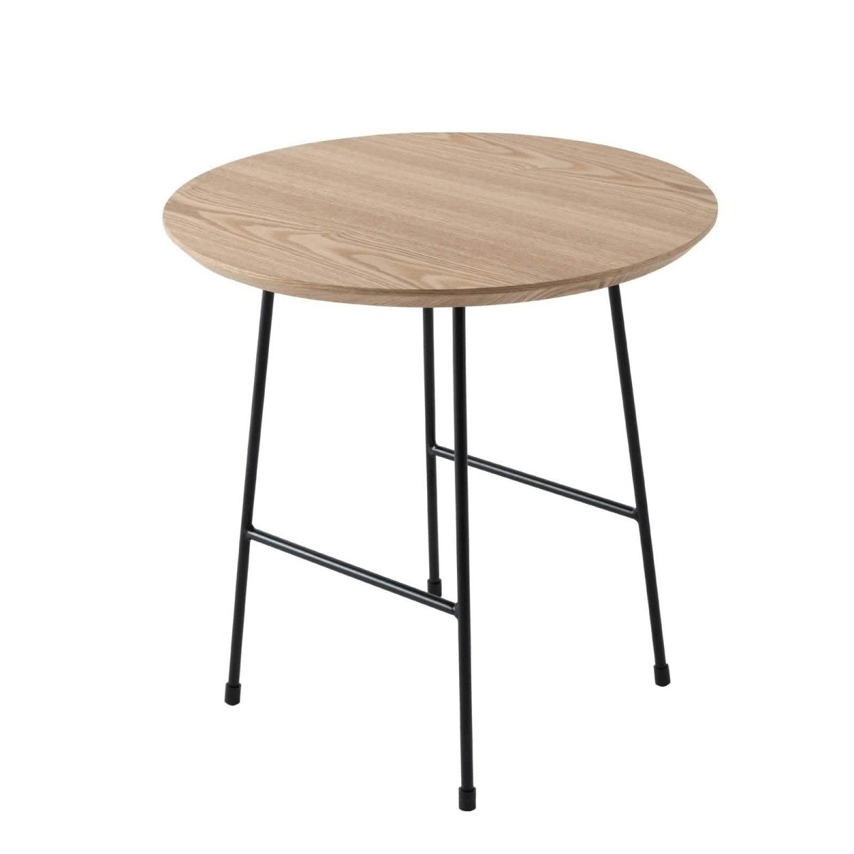 Rossmore Round Side Table with MDF Wood Tabletop in Black Steel