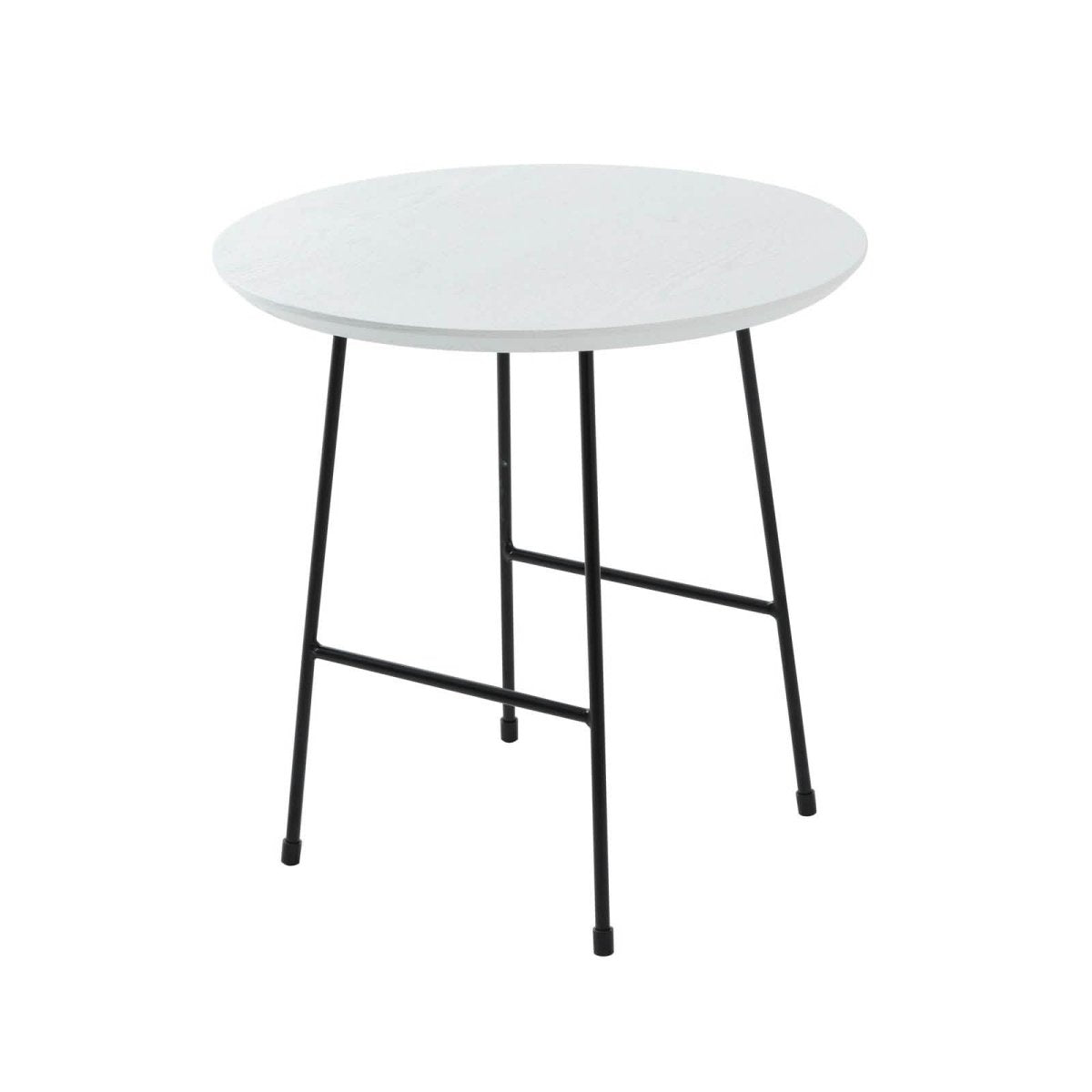 Rossmore Round Side Table with MDF Wood Tabletop in Black Steel