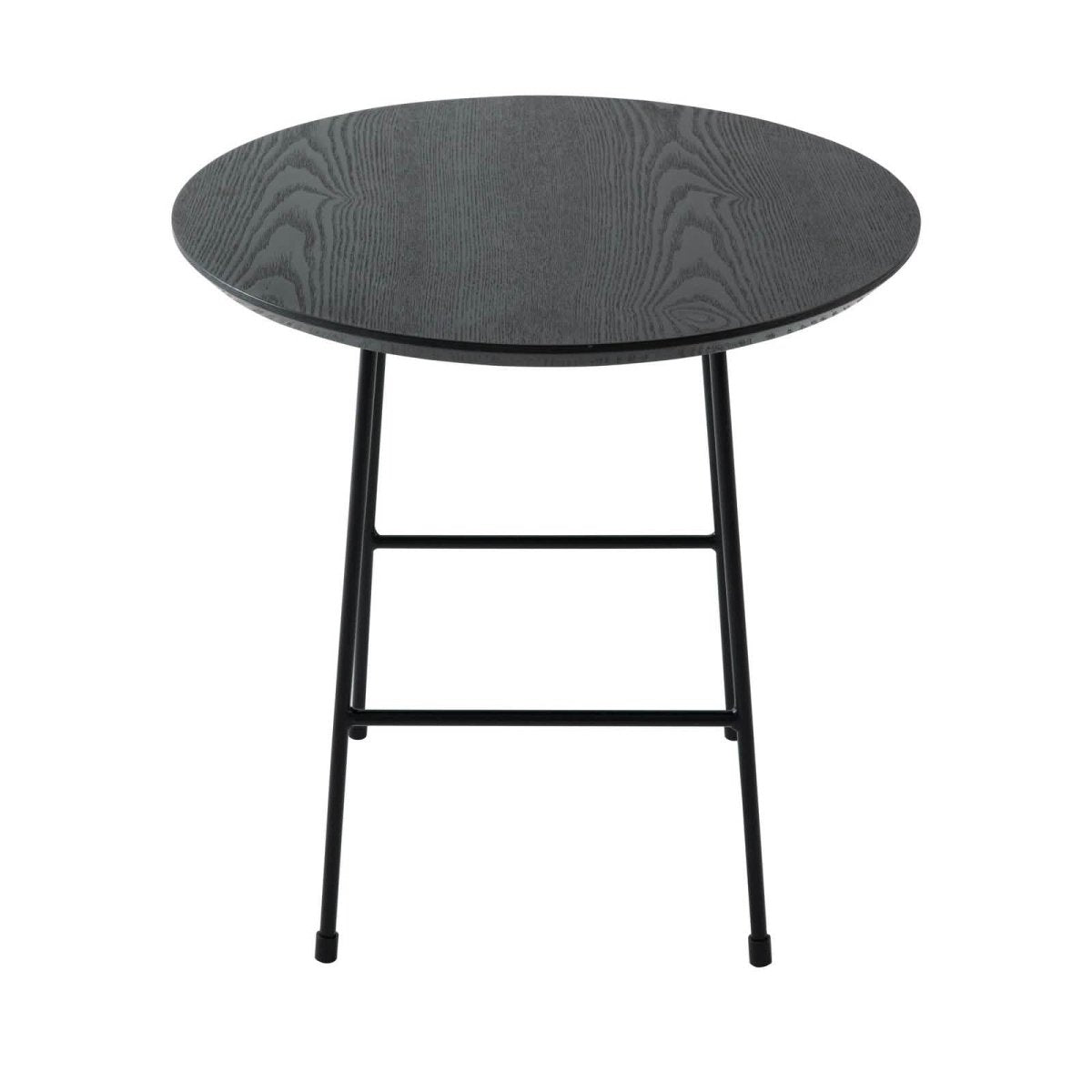 Rossmore Round Side Table with MDF Wood Tabletop in Black Steel