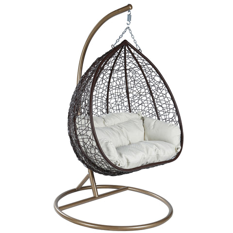 Recluse Two-Person Seater Hanging Egg Swing Chair with Teardrop Design