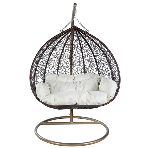 Recluse Two-Person Seater Hanging Egg Swing Chair with Teardrop Design