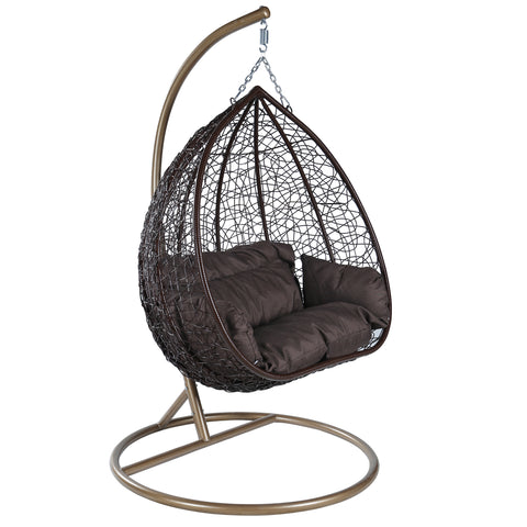 Recluse Two-Person Seater Hanging Egg Swing Chair with Teardrop Design