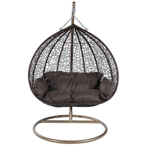 Recluse Two-Person Seater Hanging Egg Swing Chair with Teardrop Design