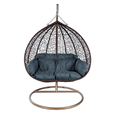 Recluse Two-Person Seater Hanging Egg Swing Chair with Teardrop Design