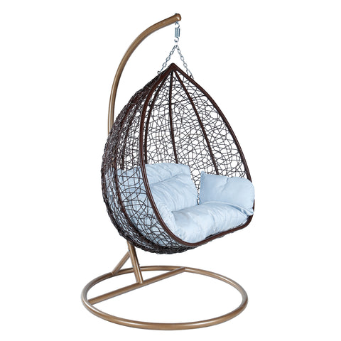Recluse Two-Person Seater Hanging Egg Swing Chair with Teardrop Design