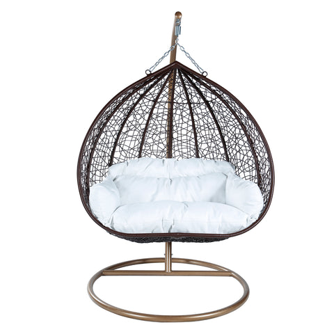 Recluse Two-Person Seater Hanging Egg Swing Chair with Teardrop Design
