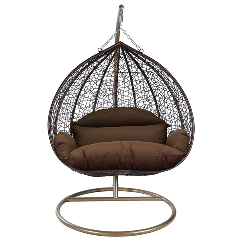 Recluse Modern Outdoor Egg Swing Chair Black/Brown/Grey Frame in Teardrop Design with ES57 Cushion