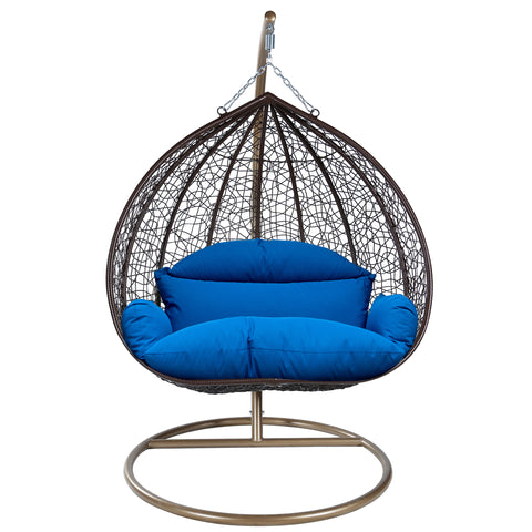 Recluse Modern Outdoor Egg Swing Chair Black/Brown/Grey Frame in Teardrop Design with ES57 Cushion