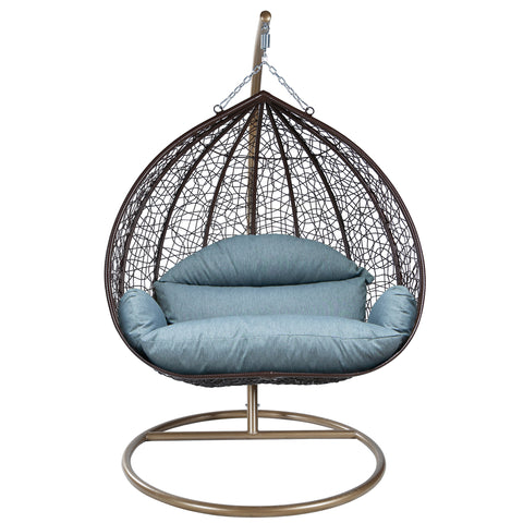 Recluse Modern Outdoor Egg Swing Chair Black/Brown/Grey Frame in Teardrop Design with ES57 Cushion